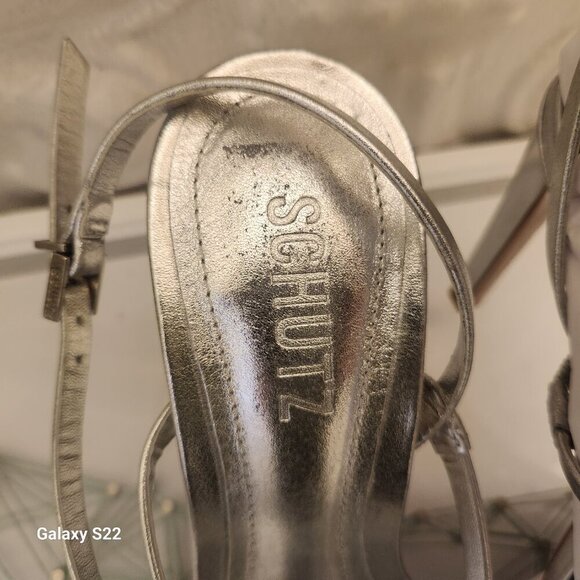 SCHUTZ "Heloise" Metallic Napa Leather Heeled Sandals. NIB. Size Various - Picture 12 of 12